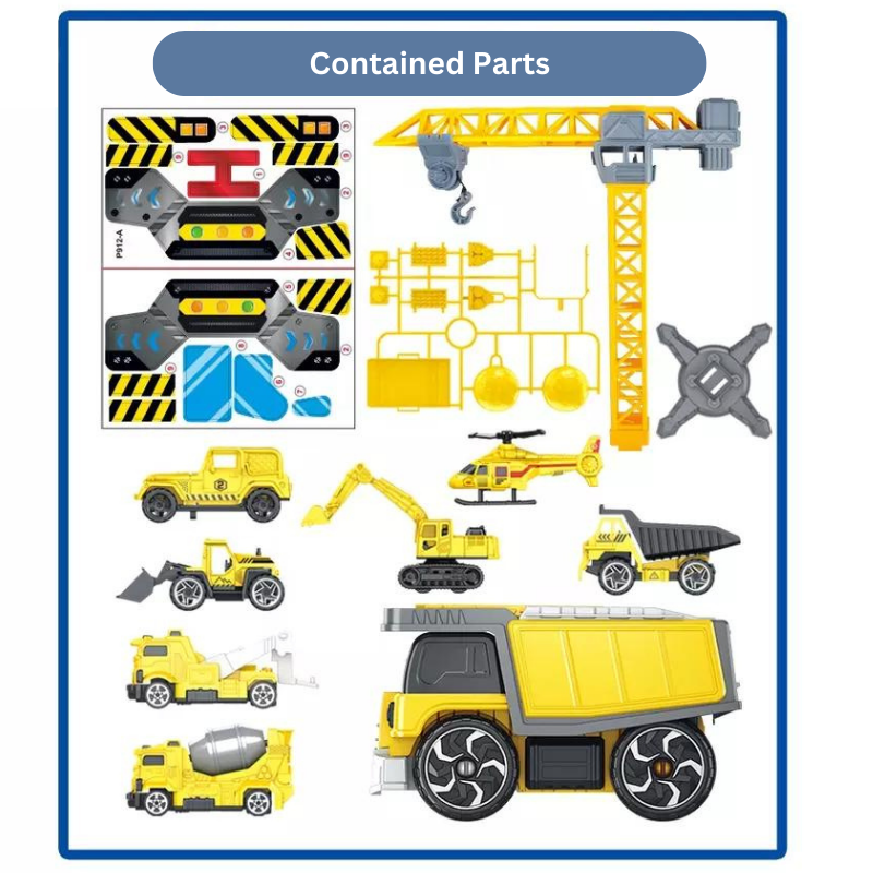 Crane Storage Truck Toy Sliding Track Assemble Deformable Kids Play Transport Engineering Boys Toys Vehicles
