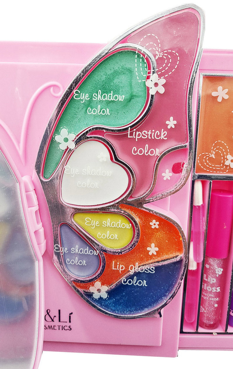 Kid Girls Makeup Set Butterfly Style Eco-friendly Cosmetic Pretend Play Kit Princess Toy