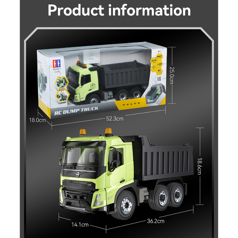 Double E E505-003 Remote Control 1:20 Volvo FMX Dump Truck Construction Car Vehicles