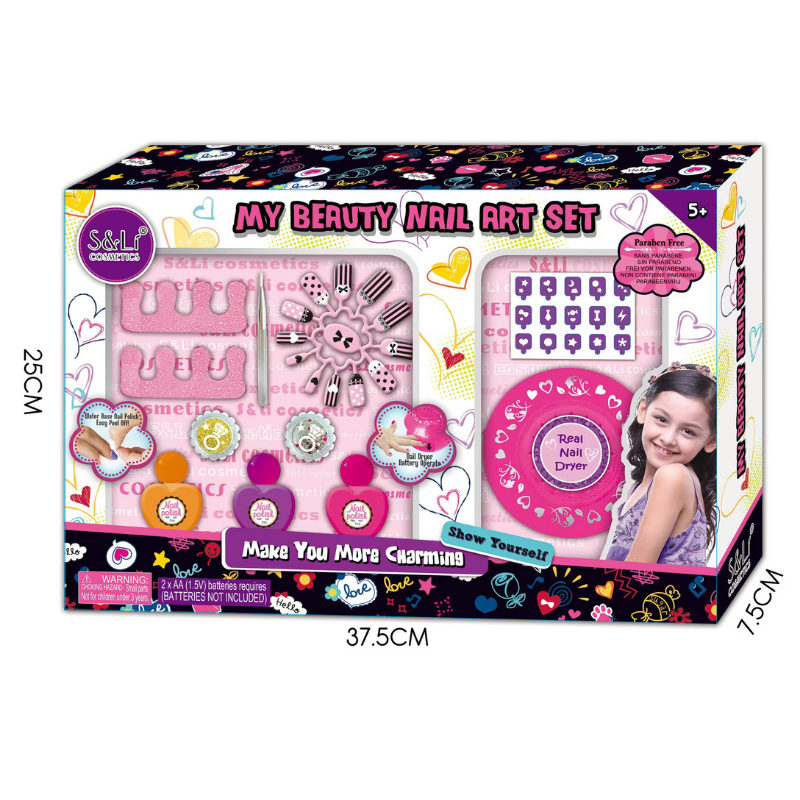 Girls Makeup Set My Beautiful Nail Art Set Eco-friendly Cosmetic Set Pretend Play Kit Princess Toy