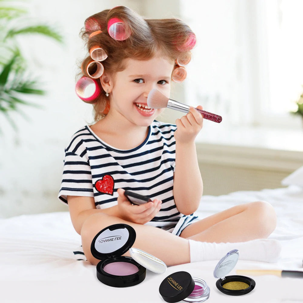Kid Girls Makeup Set tool Eco-friendly Cosmetic Pretend Play Kit Princess Toy Laser Bag