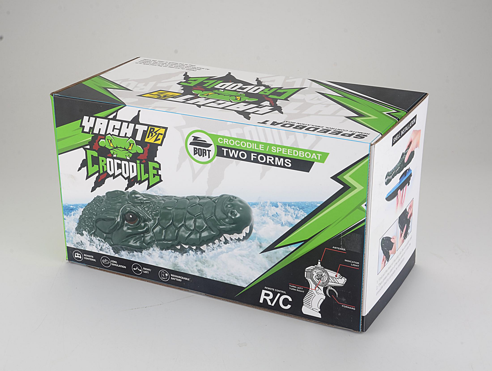 2 In 1 RC 2.4GHz Remote Control Kids Electric Crocodile Head Racing Boat Yacht