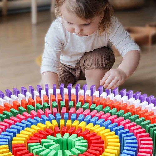 Fonderland 120pcs Wooden Domino Block Tiles Tumbling Dominoes Knock Down Toys AU