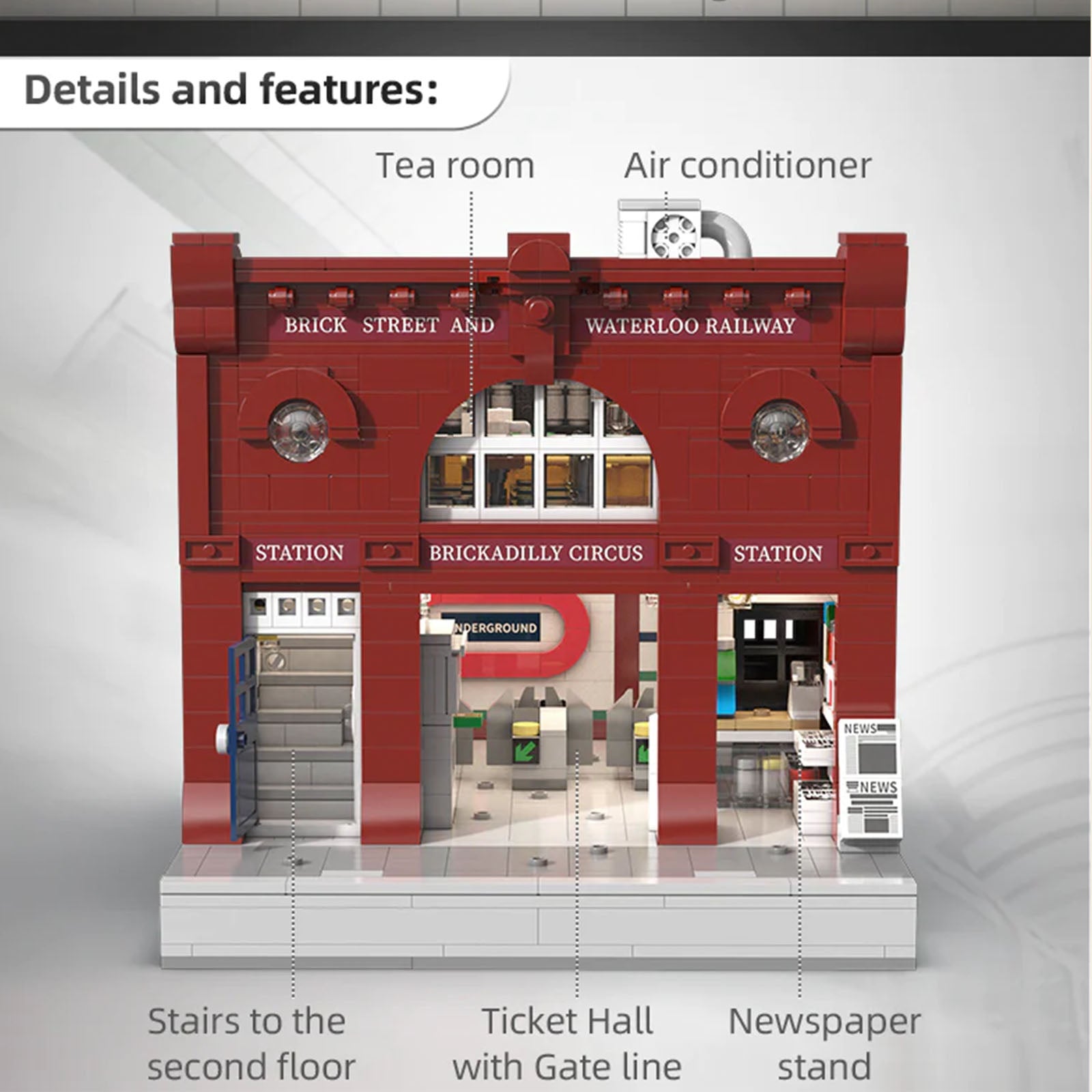 CaDA C66008W 1836 PCS London Underground Station Building Brick British Street Style