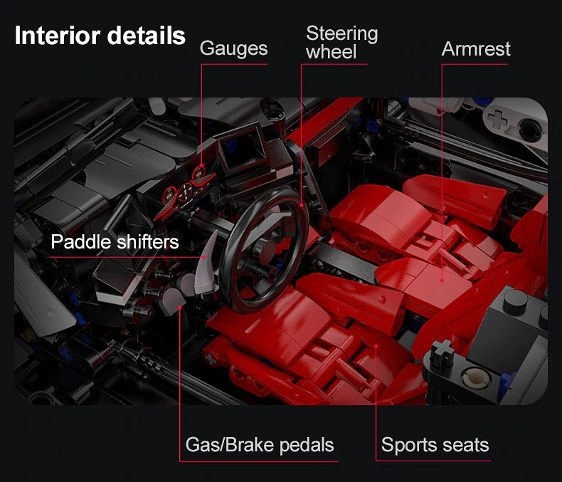 CADA C61053W 4449pcs V12 Hypercar Master Supercar Series Designed by Suhwan Ji 1:8