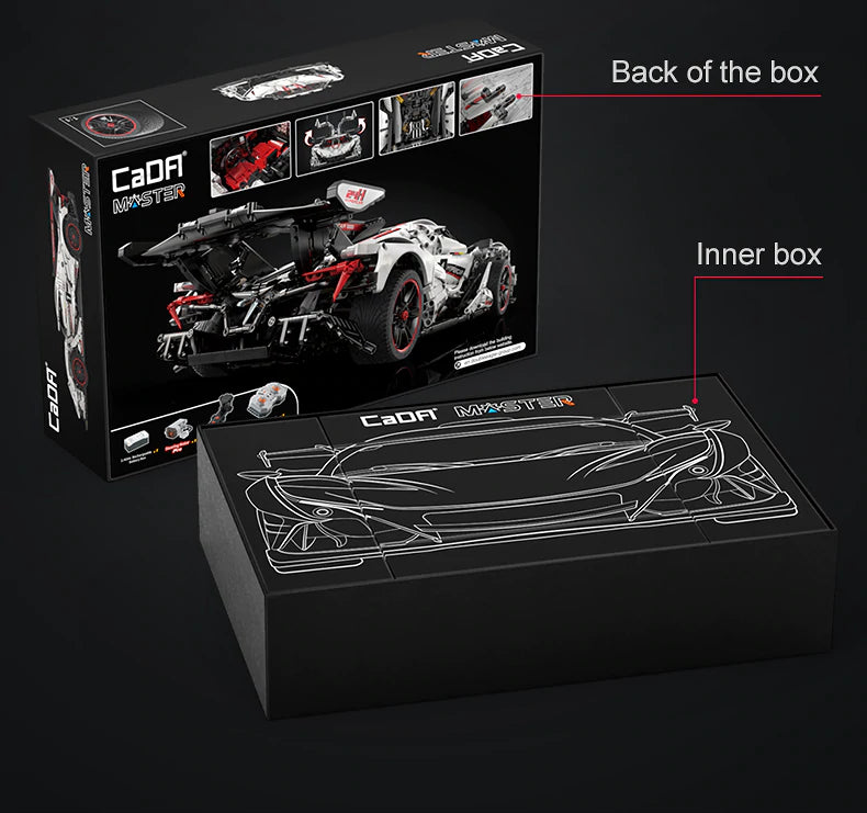 CADA C61053W 4449pcs V12 Hypercar Master Supercar Series Designed by Suhwan Ji 1:8