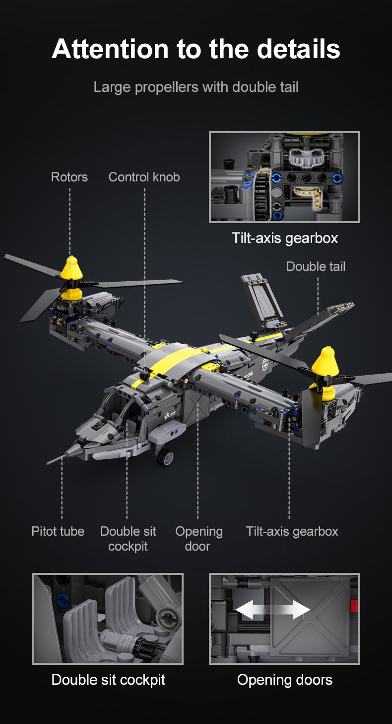 CaDA 1436 PCS Bell V-280 Valor Tiltrotor Aircraft Building Blocks Bricks