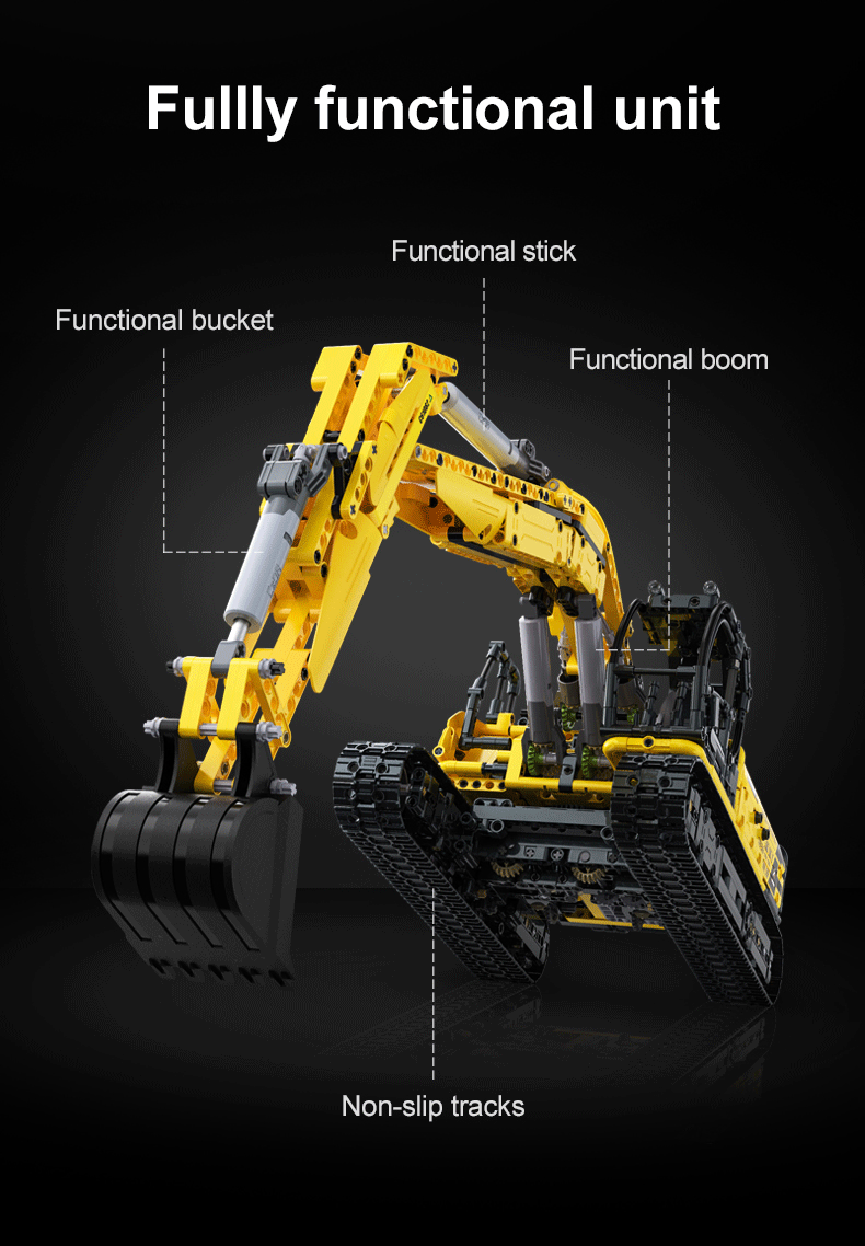 CaDA C61082W 1702pcs High-Tech Excavator Truck Vehicles Building Blocks Models