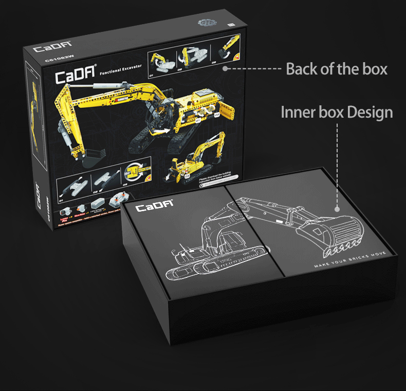 CaDA C61082W 1702pcs High-Tech Excavator Truck Vehicles Building Blocks Models