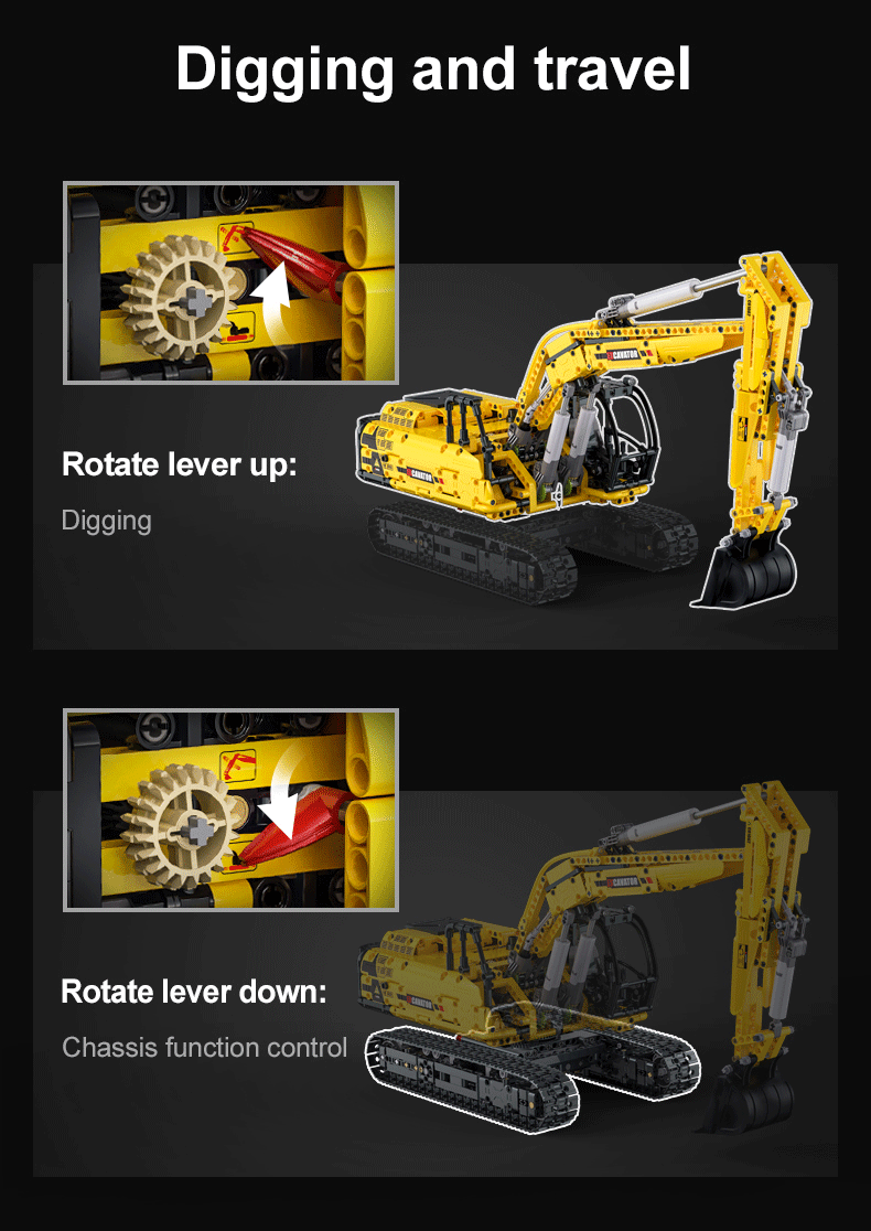 CaDA C61082W 1702pcs High-Tech Excavator Truck Vehicles Building Blocks Models