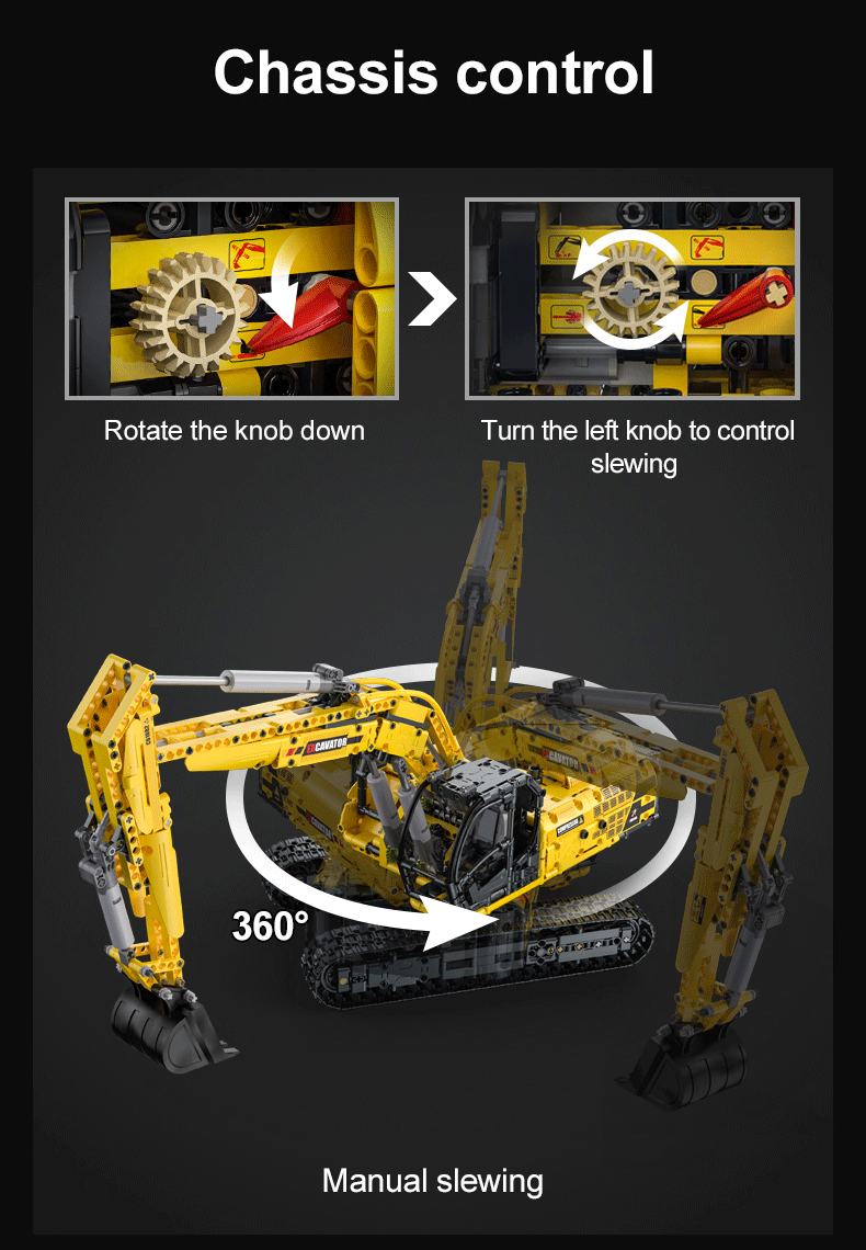 CaDA C61082W 1702pcs High-Tech Excavator Truck Vehicles Building Blocks Models