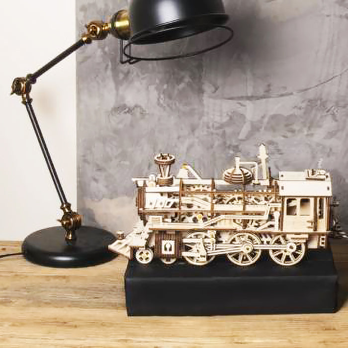 Robotime 3D DIY Wooden Puzzle Mechanical Gear Drive Locomotive Model Kits LK701