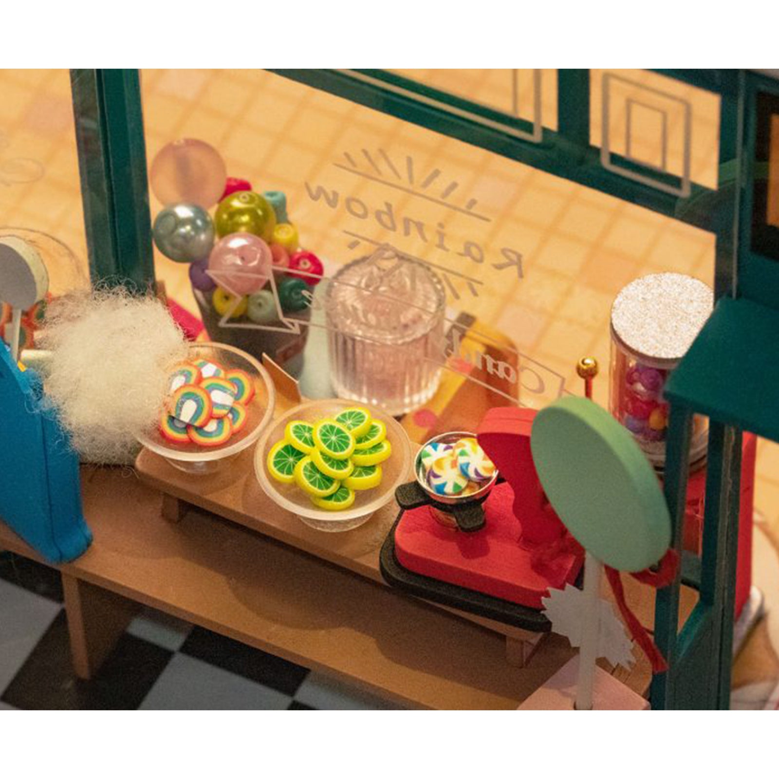 Robotime Rolife Rainbow Candy House DIY Miniature House LED Light Cute Fairy Tale Atmosphere DG158
