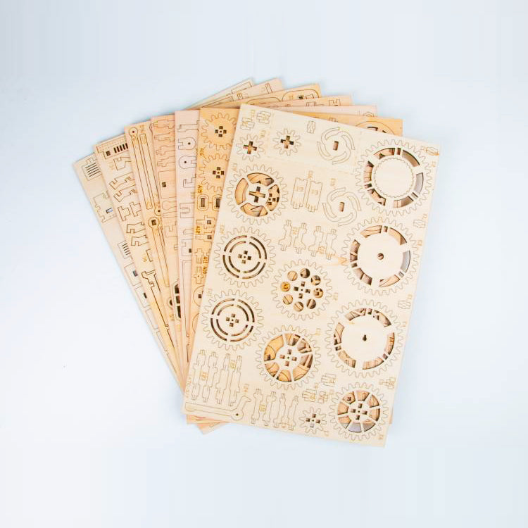 Robotime 3D DIY Wooden Puzzle Mechanical Gear Drive Locomotive Model Kits LK701