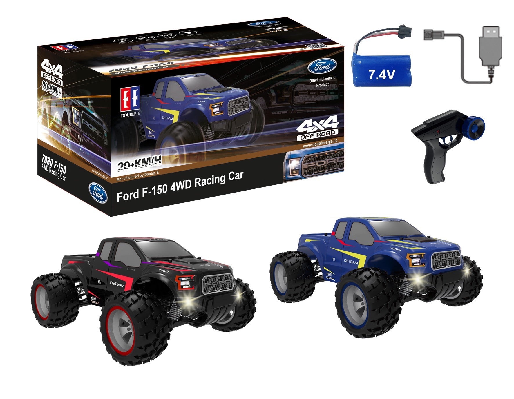 Double E E325-003 RC 2.4Ghz 1:18 Ford F150 RC Buggy Toy Car Blue