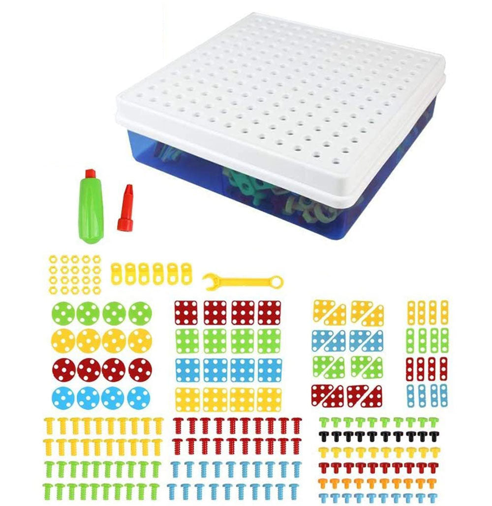 234pcs Mosaic Building Blocks Screws Nut DIY Puzzle Assemble Toy Set Child Gift