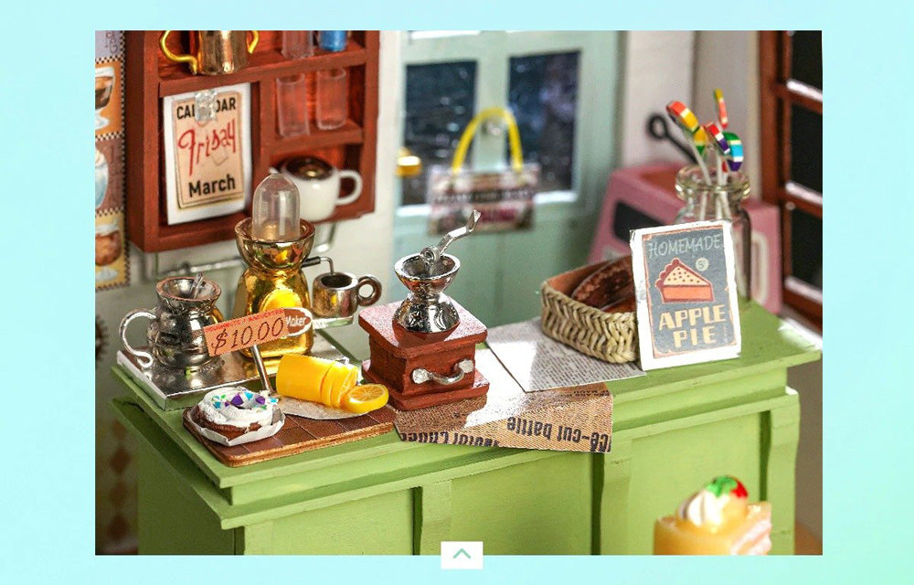 Robotime FLOWERY SWEETS & TEAS 3D DIY Miniature Dollhouse House Model Kit DG146