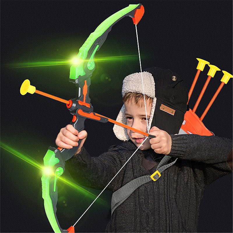 Fonderland Green Light Up Bow with 3 Suction Cup Arrows Kids Archery Toys Set for Gift