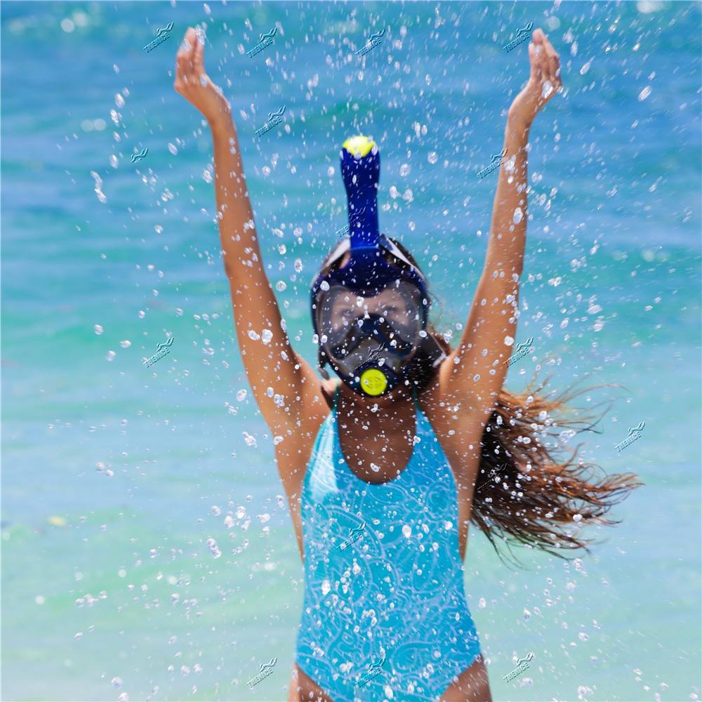 Flat Lens 180 Degree View Full Face Snorkel Mask Anti-Fog & Anti-Leak Design with GoPro Mount - Grey S/M Size