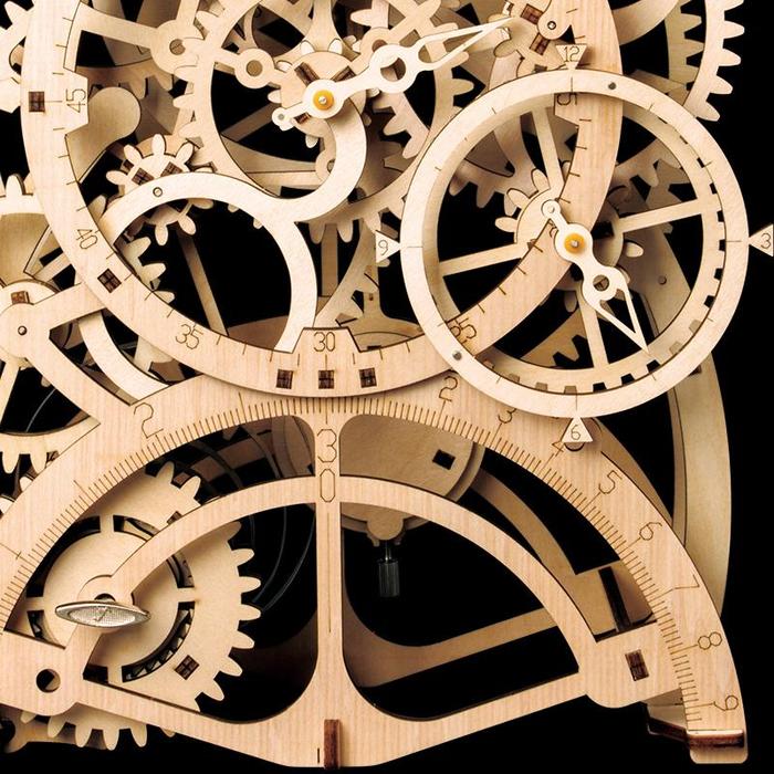 Robotime 3D DIY Wooden Puzzle Mechanical Gear Drive Vintage Pendulum Clock LK501