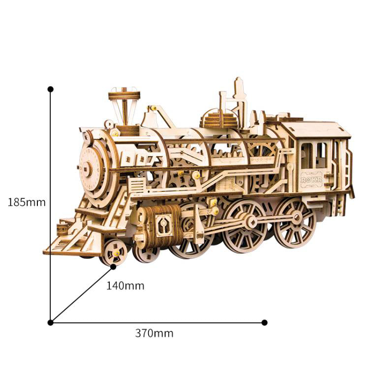 Robotime 3D DIY Wooden Puzzle Mechanical Gear Drive Locomotive Model Kits LK701