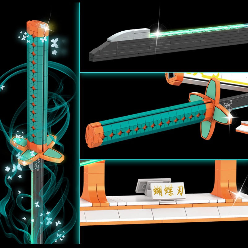 Demon 1512 Slayer Sword Building Set with Scabbard and Stand Children's Puzzle Assembly Building Blocks Toy Compatible with LEGO Collectible Gifts for Kids and Adults 8+ Luminous