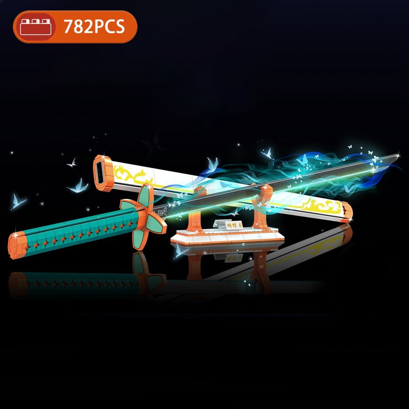 Demon 1512 Slayer Sword Building Set with Scabbard and Stand Children's Puzzle Assembly Building Blocks Toy Compatible with LEGO Collectible Gifts for Kids and Adults 8+ Luminous