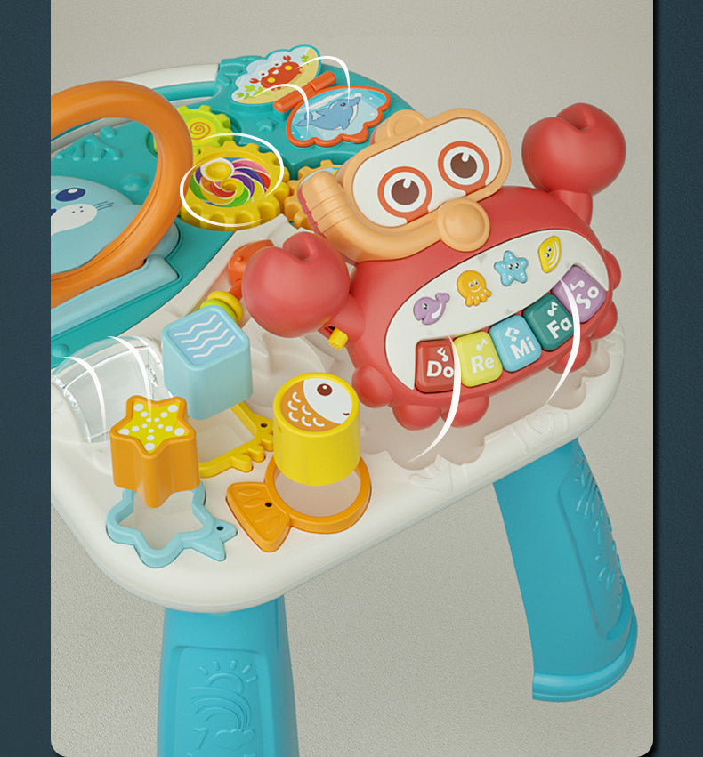 4-in-1 Kids Baby Game Table Walker Scooter Stroller Game Toddler Music Panel Activity Early Learning