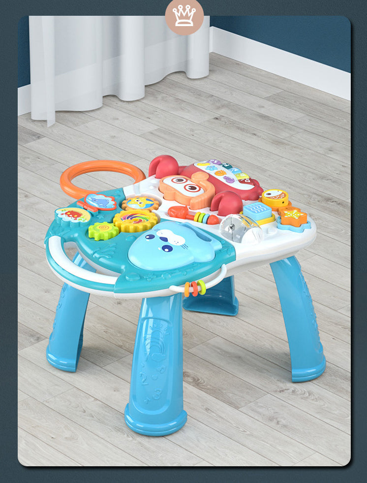 4-in-1 Kids Baby Game Table Walker Scooter Stroller Game Toddler Music Panel Activity Early Learning