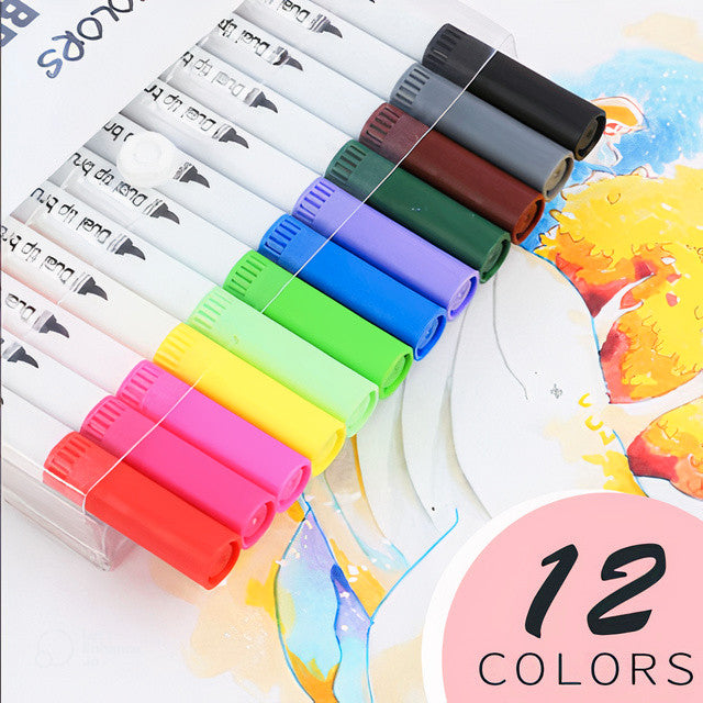 12 Colour Brush Pen Watercolor Art Drawing Painting Artist Sketch Manga Marker