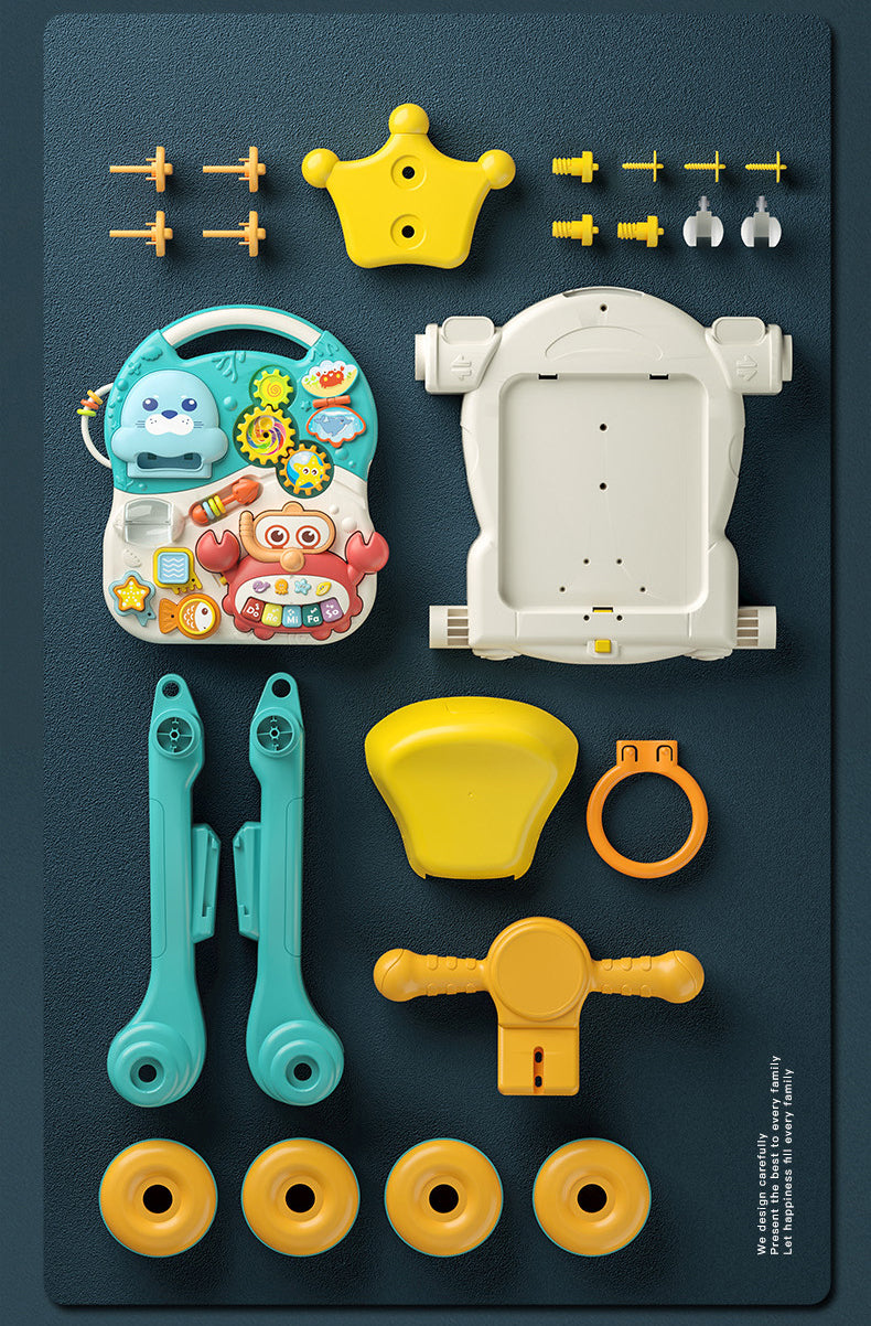 4-in-1 Kids Baby Game Table Walker Scooter Stroller Game Toddler Music Panel Activity Early Learning