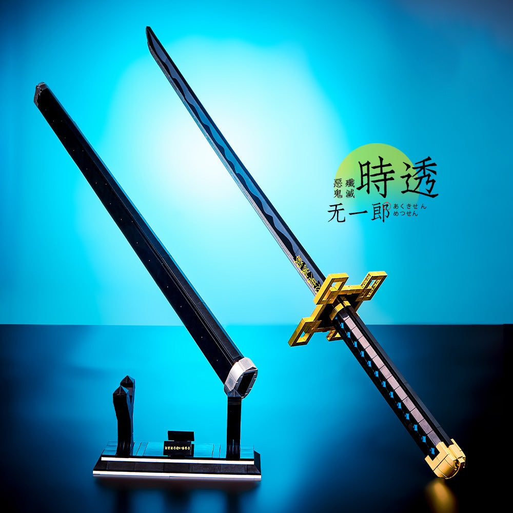 Demon 1515 Slayer Sword Tanjirou Kamado Building Set with Scabbard & Stand Compatible with LEGO for Kids 8+