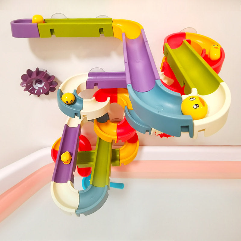 66PCS DIY Baby Kid Bath Tub Shower Toy Track Run Slide Water Play Spray Set