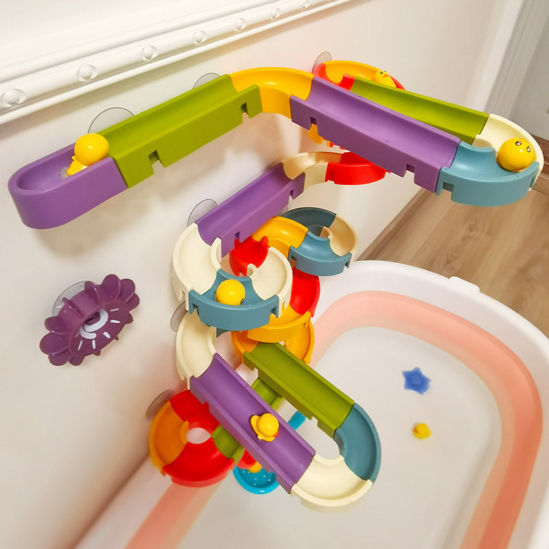 66PCS DIY Baby Kid Bath Tub Shower Toy Track Run Slide Water Play Spray Set