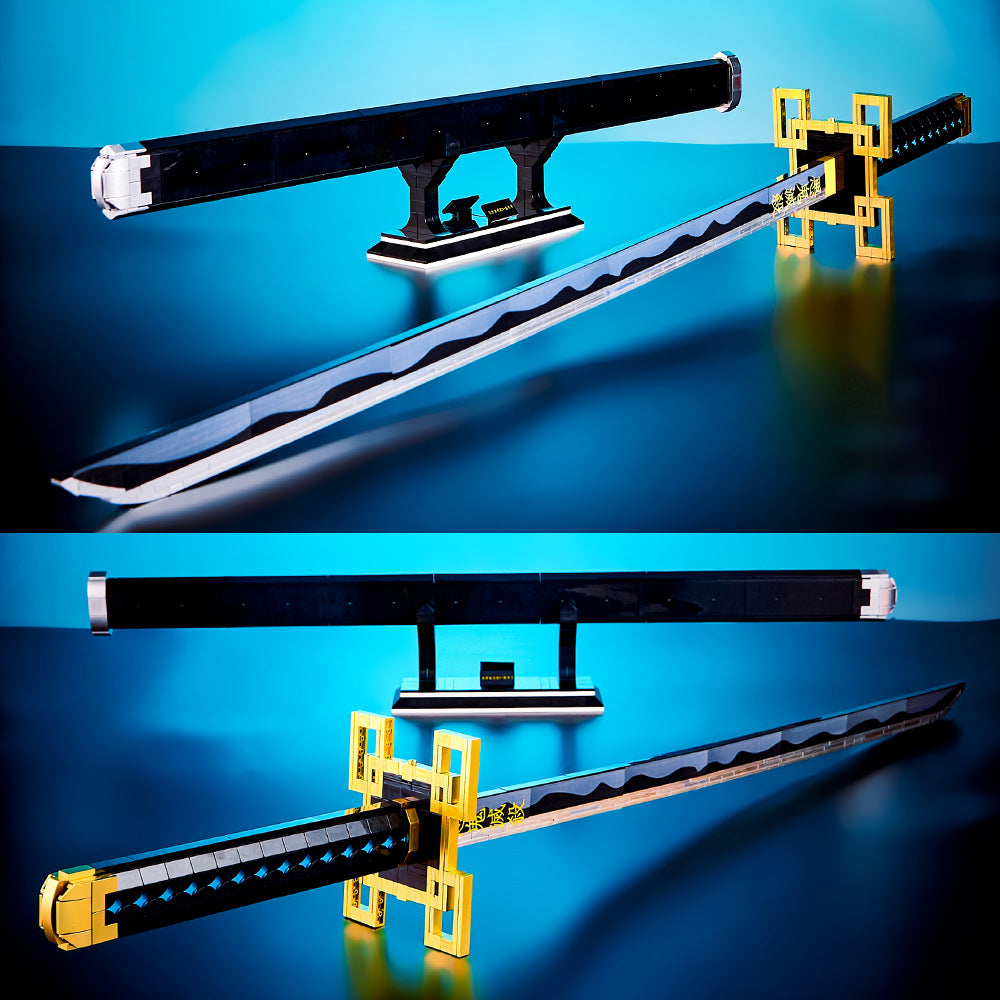 Demon 1515 Slayer Sword Tanjirou Kamado Building Set with Scabbard & Stand Compatible with LEGO for Kids 8+