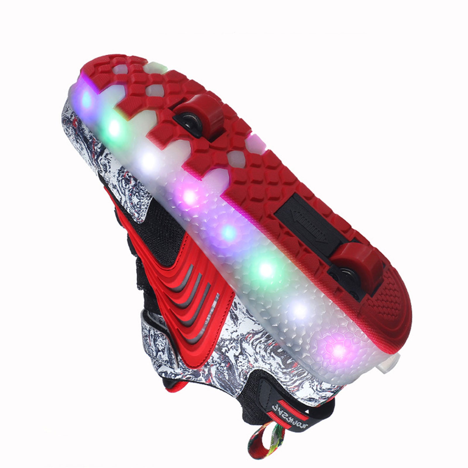 Roller Skate Sneaker Wheeled rechargeable LED Flash Light Sneakers Roller Skate Shoes For Kids With Double Wheel red&black