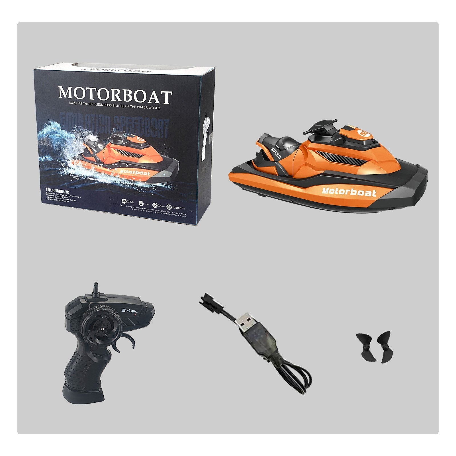 2.4GHz 4CH RC Remote Control Motorboat Racing Boat 1/47 Speedboat Kids Toy