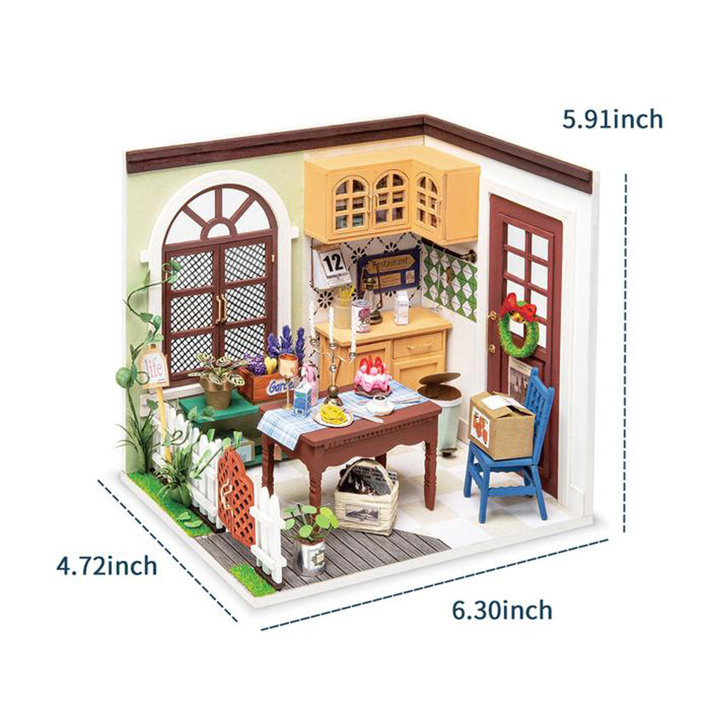 Robotime Rolife Charlie's Dining Room DIY Miniature Dollhouse 3D House Model Kit DGM09