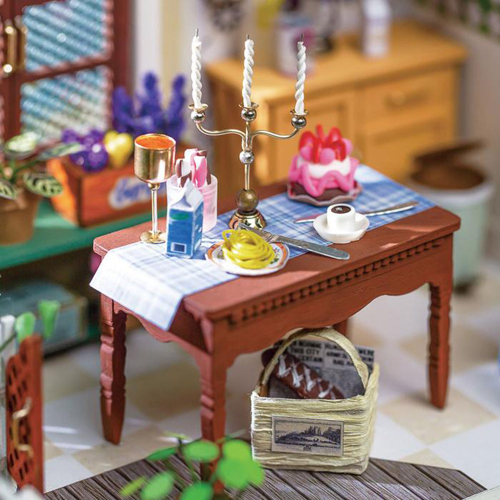 Robotime Rolife Charlie's Dining Room DIY Miniature Dollhouse 3D House Model Kit DGM09