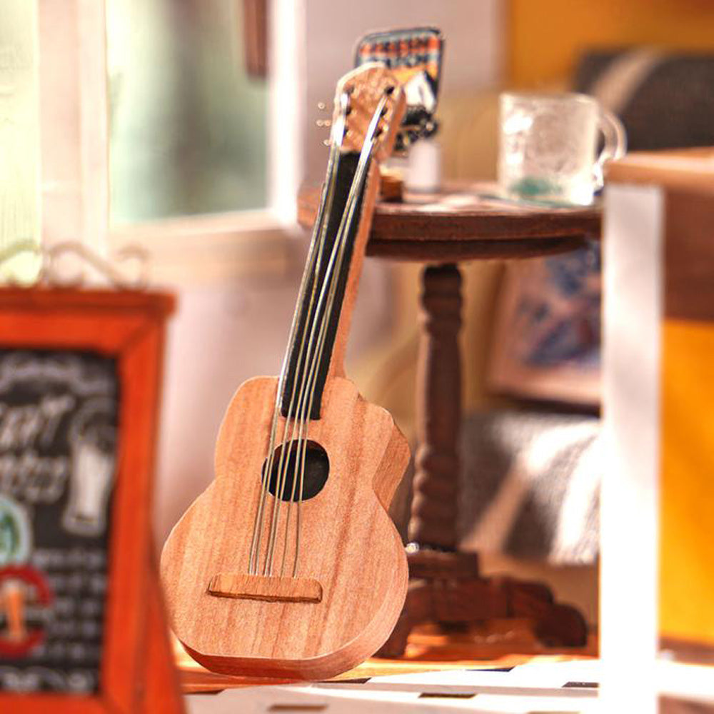 Robotime Rolife Light Music Bar DIY Miniature Dollhouse 3D House Model Kit DG147