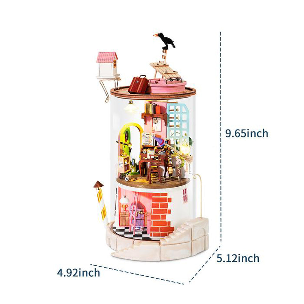 Robotime Rolife Secluded Neighbour DIY Glass Miniature Dollhouse 3D Model Kit Toy DS003