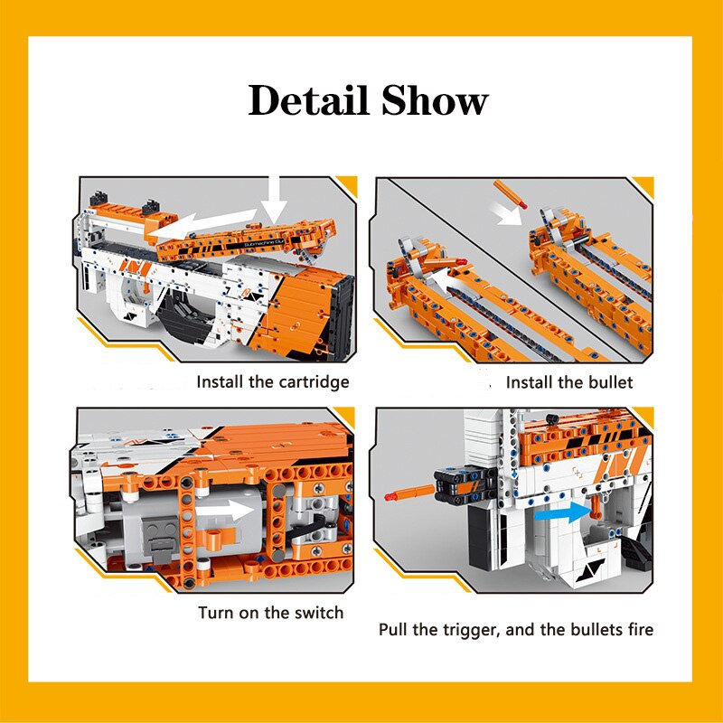 Demon 2002 P90 Submachine Gun Assemble Gun Model Boy's Intellectual Building Block Toy Gift Compatible with Lego