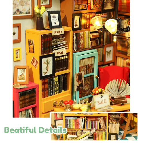 Robotime 1:24 DIY Miniature Mini Dollhouse Kit Model Home Deco Sam's Study DG102