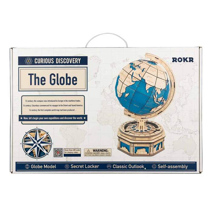 Robotime 3D Laser Cut Wooden Puzzle DIY Secret Locker Model Kit The Globe ST002