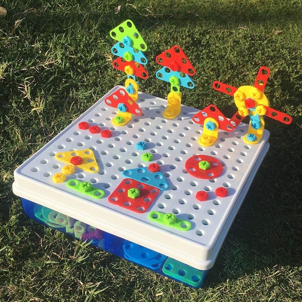 234pcs Mosaic Building Blocks Screws Nut DIY Puzzle Assemble Toy Set Child Gift