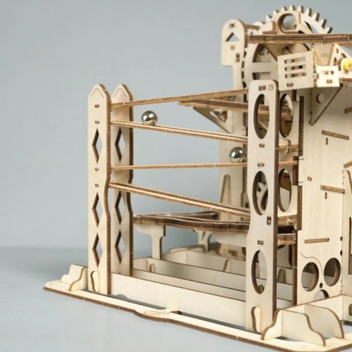 Robotime 3D DIY Wooden Puzzle Mechanical Gear Drive Marble Run Set Gift LG503