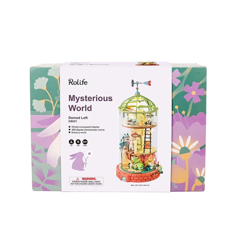 Robotime Rolife Domed Loft DIY Glass Miniature Dollhouse 3D House Model Kit Toy DS001