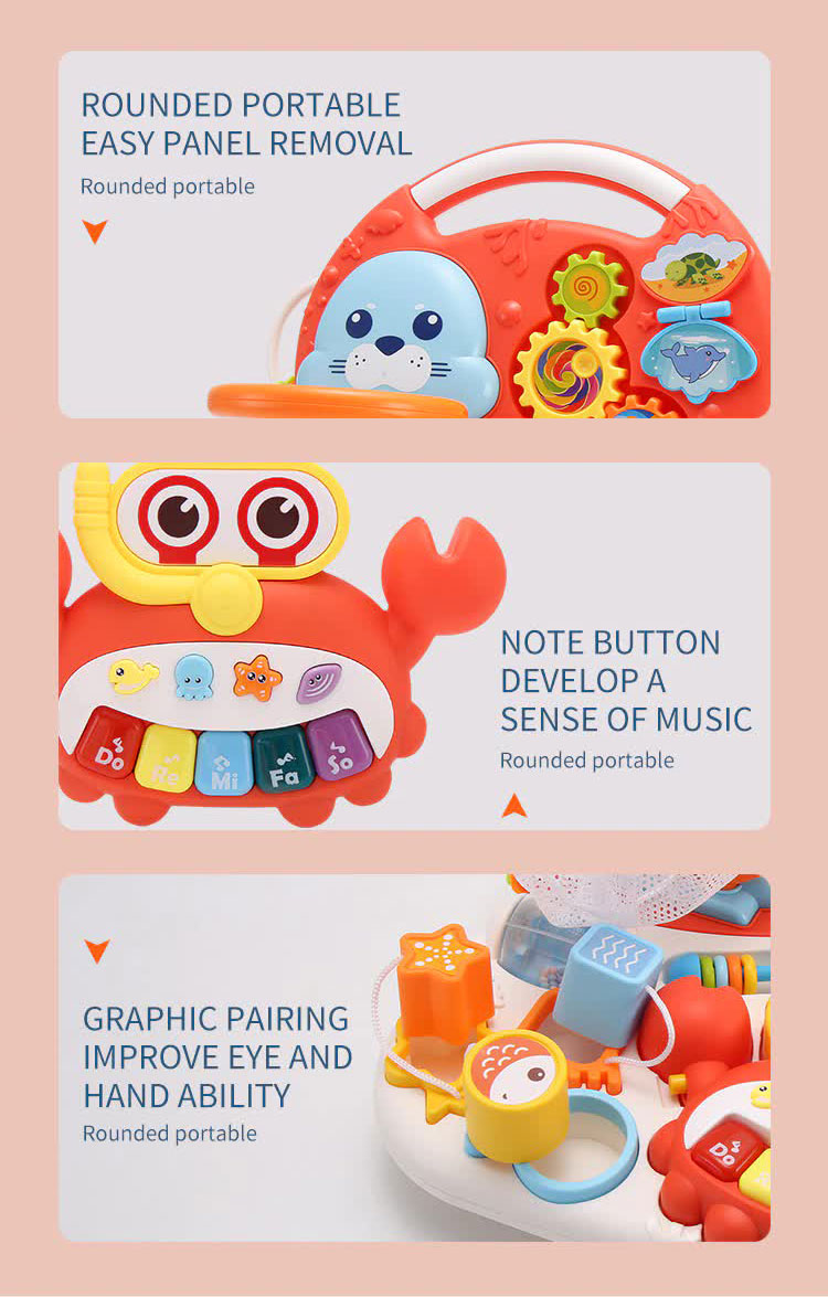 4-in-1 Kids Baby Game Table Walker Scooter Stroller Game Toddler Music Panel Activity Early Learning