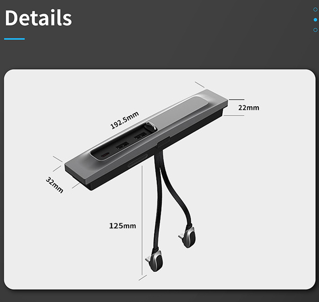Premium Tesla Model 3/Y Docking Station – Fast Charging, LED Lighting & Dustproof Design – 27W Fast Charge, Dual USB & LED Lighting