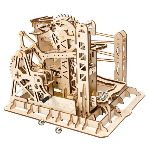 Robotime 3D DIY Wooden Puzzle Mechanical Gear Drive Marble Run Set Gift LG503
